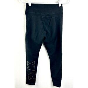 Victoria's Secret PINK Leggings S Yoga Mesh Black Crop Pocket Workout Stretchy